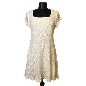 Classic 90s Grunge Cream Lace Dress